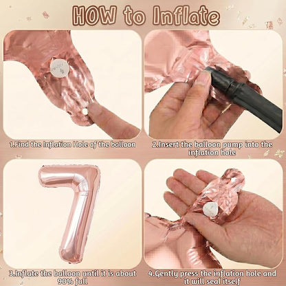 Rose Gold Number 7 Balloon 40 Inch, Blush Foil - Image 5