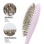 Boar Bristle Hair Brush -boar bristles + nylon pins， Smoothes & Detangles All Hair Types, Hairbrush for Women, Men & Kids, Distributes Oils for Natural Shine & Stimulates Scalp