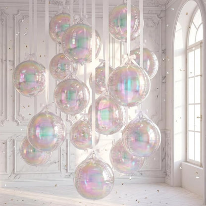 18 Set 22 15 10 Inch Iridescent 4D Giant Round Foil Balloon Bulk Metallic Giant by Charnoel
