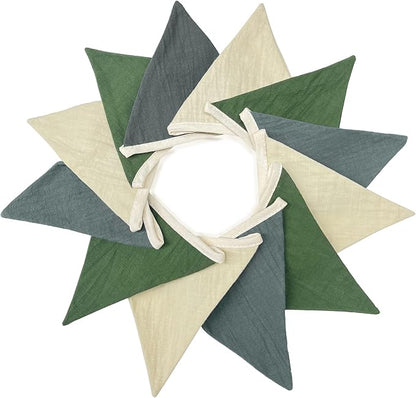 2 Sets of Green Grey Beige Nursery Garland 24Pcs Woodland Fabric Linen Pennant - Image 7