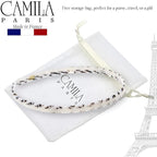 Camila Paris CP3471 French Headband for Women, Handmade White and Gray, Strong Hold Grip Women's Hair Band, Ligth and Very Flexible, No Slip and Durable Styling Girls Hair Accessories, Made in France
