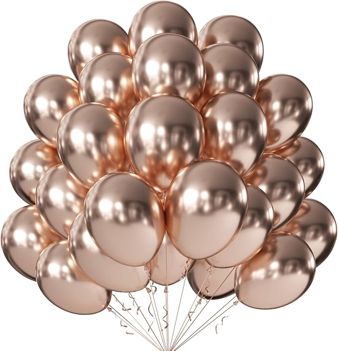 12 Inch Metallic Blush Gold Balloons, Baby Shower, Graduate Party Decorations by KALOR