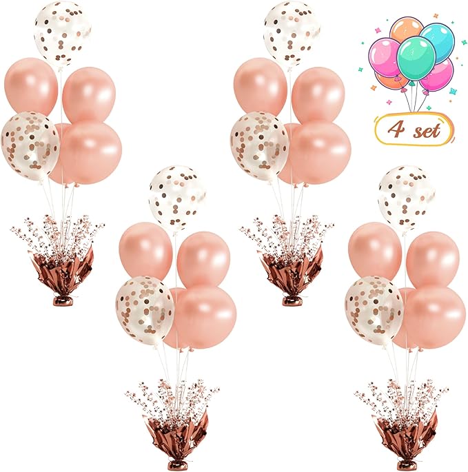 4 Set Rose Gold Table Balloons Foil Spray Centerpiece by Suppromo