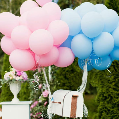 Pink and Blue Balloons 100 Pack 12 inch Pastel Pink Blue White Latex Party - Image 5