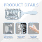 Detangling Brush, Dry and Wet Vented Detangler Hair Brush for Women and Men, Professional Paddle Curved Styling Hairbrush for Straight/Curly/Thick/Long/Wavy/Damaged Hair, Blue