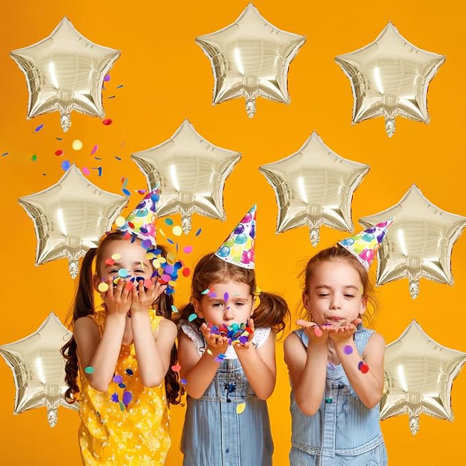 Gold Star Foil Balloons, 18 Inch Light Gold Stars Shape Foil Helium Balloons - Image 3