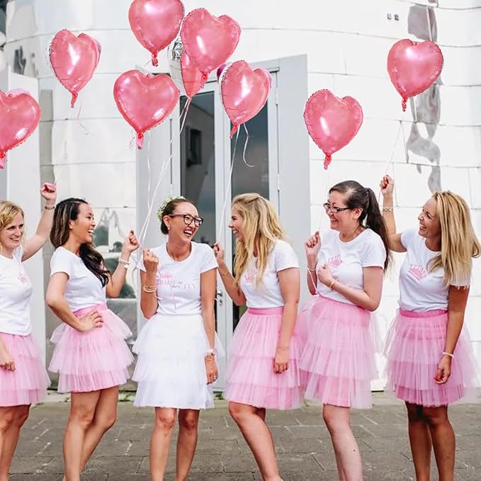TONIFUL 30 Pcs Clear Pink Heart Balloons 18 Inch Heart Shape Foil Balloon | - Image 3