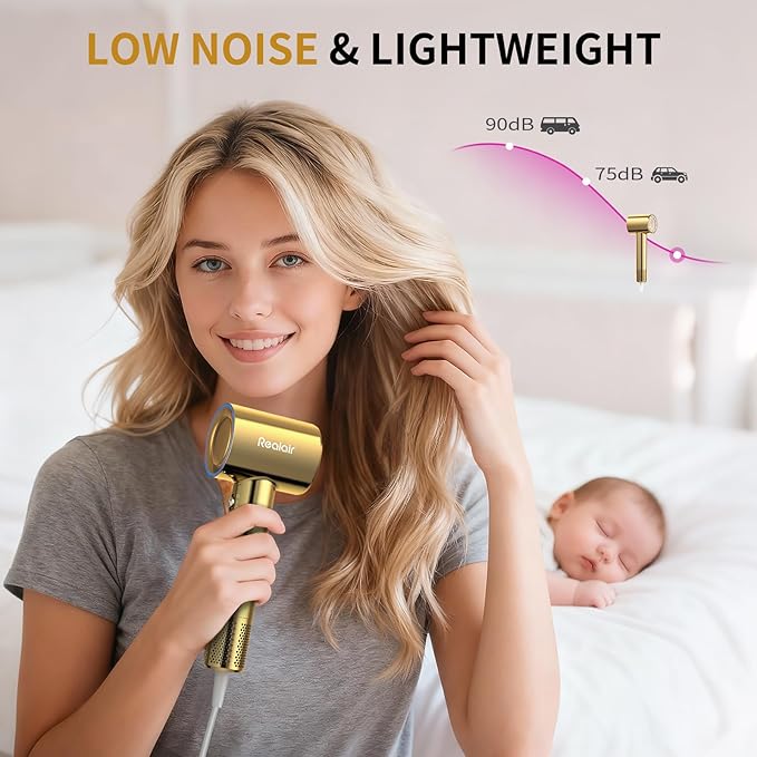 Hair Dryer High-Speed Ionic Blow Dryer with Magnetic Oil Diffuser & 200M Negative Ions for Fast Drying High-Speed Blow Dryer for Women Men Lightweight Quiet Hairdryer for Travel & Home Salon