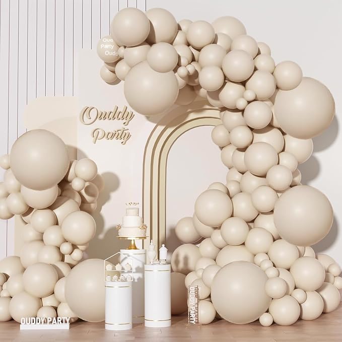 Ouddy Party 129Pcs Sand White Balloons Different Sizes by OuddyParty