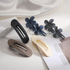 5 Pcs Flat Hair Clips, Medium Lay Flat Claw Clips for Women Girls,2 Styles Strong Hold Non-slip Matte Hair Claws for Thick Thin Hair(Black&Navy)