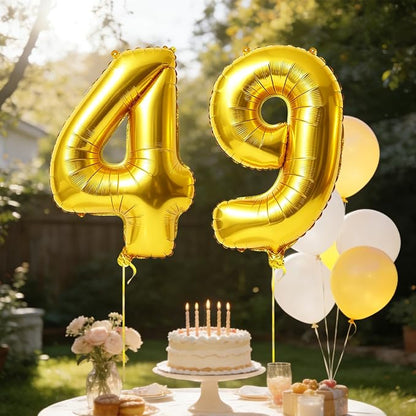 40 Inch Number 49 Balloons for 49th Birthday Party Decorations, 0-100 Gold - Image 3