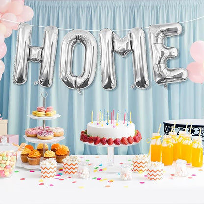 Silver HOME Balloons, 40 Inch HOME Letter Balloons Silver Home Balloon Banner - Image 7