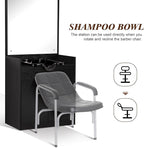BarberPub Backwash Shampoo Bowl Sink Chair Station with Mirror Salon Styling Cabinet Spa Equipment 3130 (Black)
