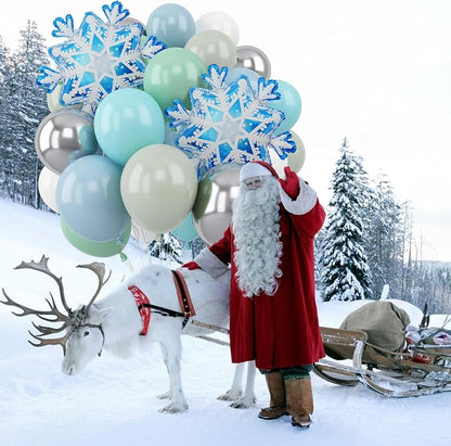 Blue Green Snowflake Balloon, Winter Wonderland Party Decorations, Pastel Green - Image 8