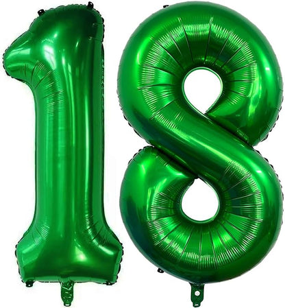 Dark Green 18 Number Balloons, 40 Inch Giant Number 18 Balloons Foil Mylar by Lovoir