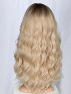 Medium Long Blonde Wavy Wigs For Women Synthetic Full Hair Wigs With Bangs For Daily Use (Blonde)