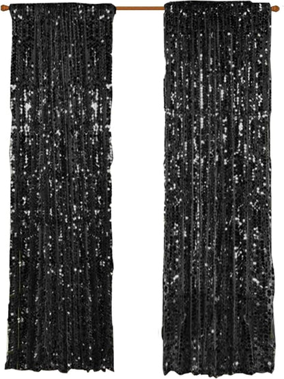 18MM Black Big Sequin Payatte Backdrop Curtains 4.5FTX9FT 2 Panels-Black Drapes - Image 5