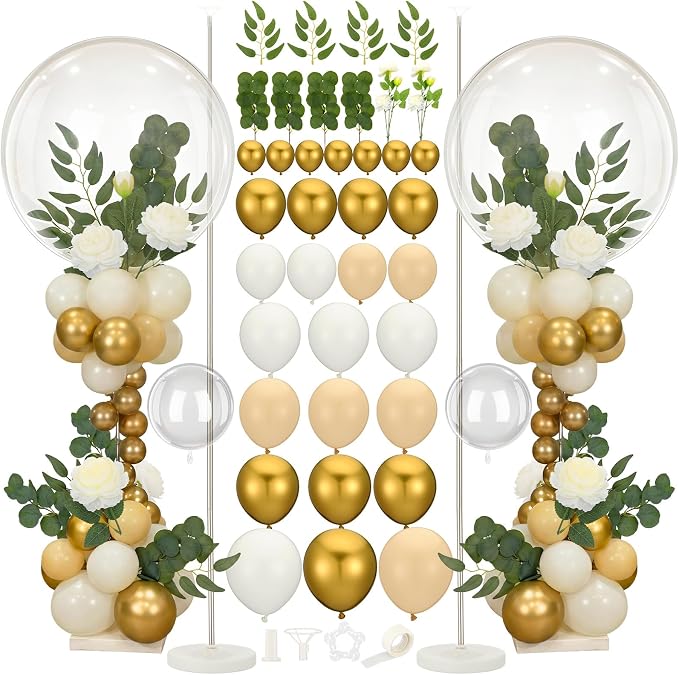 Gejoy 2 Sets Balloon Column Stand Kit Sage Green Bridal Shower Decorations - Image 5