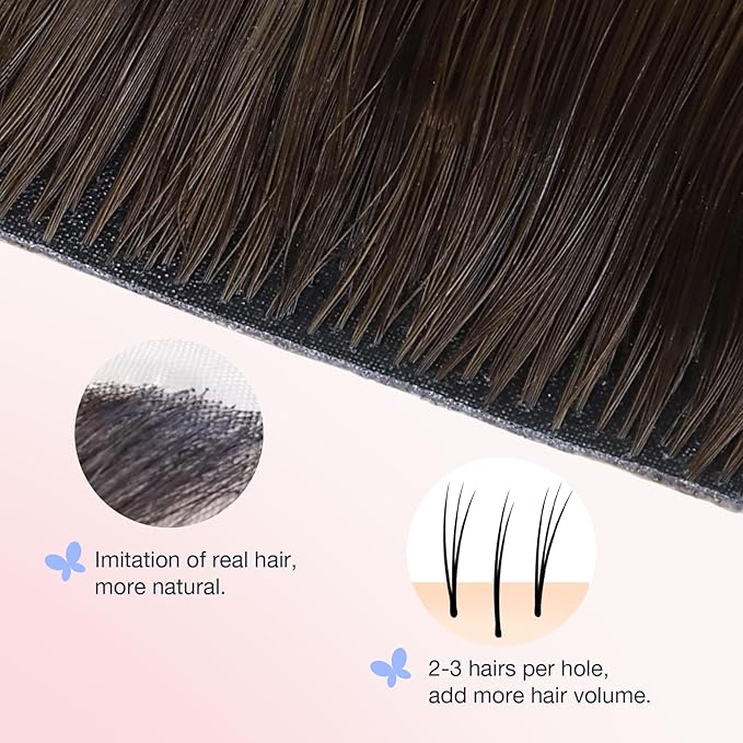 DOORES Hair Extensions Real Human Clip in 18 inch 130g 7pcs Invisi Edge, Seamless Clip in Hair Extensions Invisible Clipins Virgin Injected Skin Weft, 2 Dark Brown