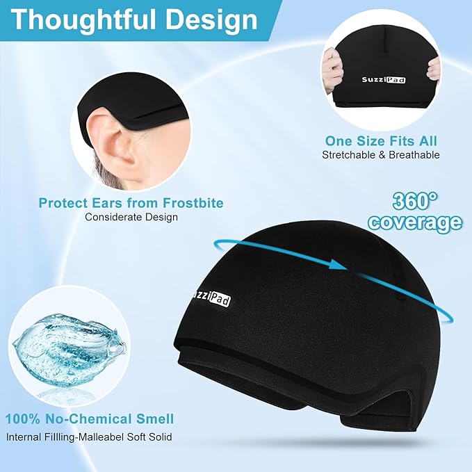 SUZZIPAD Chemo Cooling Cap, Cold Caps for Chemo, Cooling Cap for Chemotherapy for Head Discomfort, Chemotherapy Care for Women and Men, Black