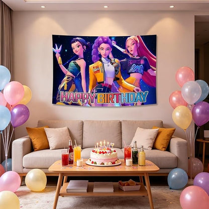 Cartoon Birthday Party Decorations, Happy Birthday Banner Backdrop - Image 5