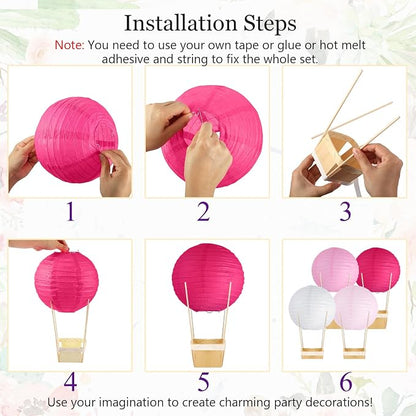 24 Set Hot Air Balloon Table Centerpieces Baby Shower Party Decoration Paper - Image 3
