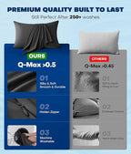 Ultra-Chill Cooling Pillowcase Set of 2 for Hot Sleepers, Softer Than Silk Pillow Cases for Protecting Hair & Skin, Breathable Bed Pillow Covers w/Zipper, Gifts for Women & Men (Black, Standard)