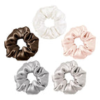 LILYSILK Silk Scrunchies for Frizz & Breakage Prevention - Mulberry Silk Ponytail Holders, Elastic Hair Ties, 5Pcs, Random Color