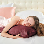 BEDELITE Satin Body Pillow Cover, Super Soft and Cooling Body Pillow Pillowcase for Hair and Skin, Breathable Silky Full Long Pillowcase Cover(20"x54", Burgundy)