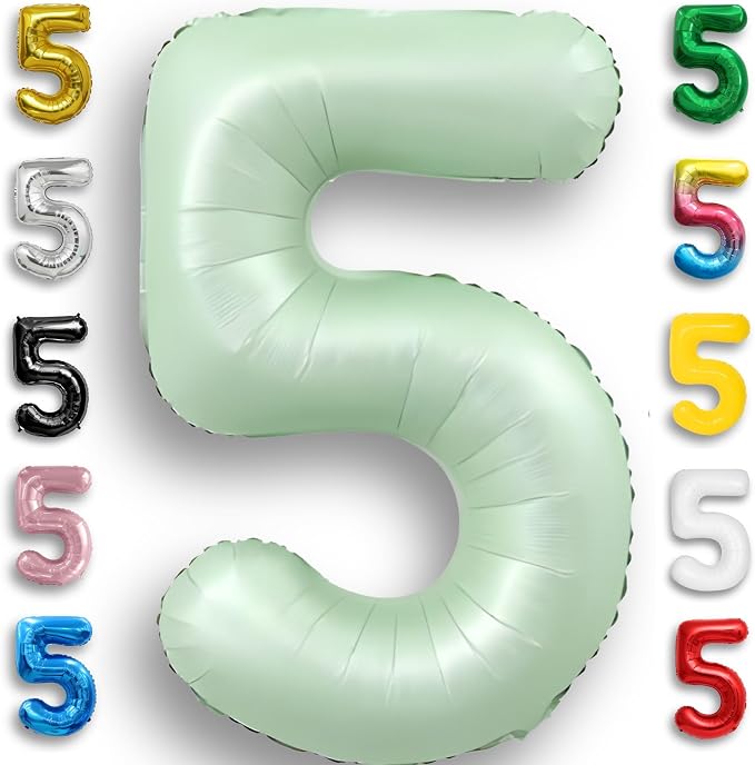 Green Number Balloon 5 Mylar Foil Balloons 32 inch by Unknown
