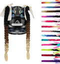 SEGO 1PCS/2PCS Helmet Pigtail Braids with Detachable Suction Cup Bowknot Ponytail Hair Many Colors (Helmet not Included)