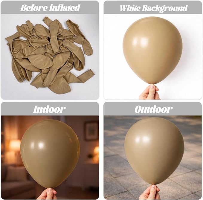 Voircoloria 130pcs Tan Balloons Garland Arch Kit, 18 12 10 5 Inch | - Image 3