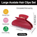 Big Claw Hair Clips for Women Hair Jaw Clips Large Hair Claw Clamps Acetate Hair Clip 2 Pack,Tortoise/Red