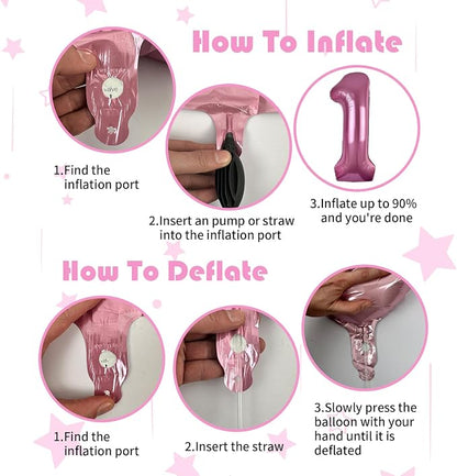 Pink Number 4 Balloon 40 Inch, DIY Fashion Girl Stickers Custom Balloon | Hot - Image 7