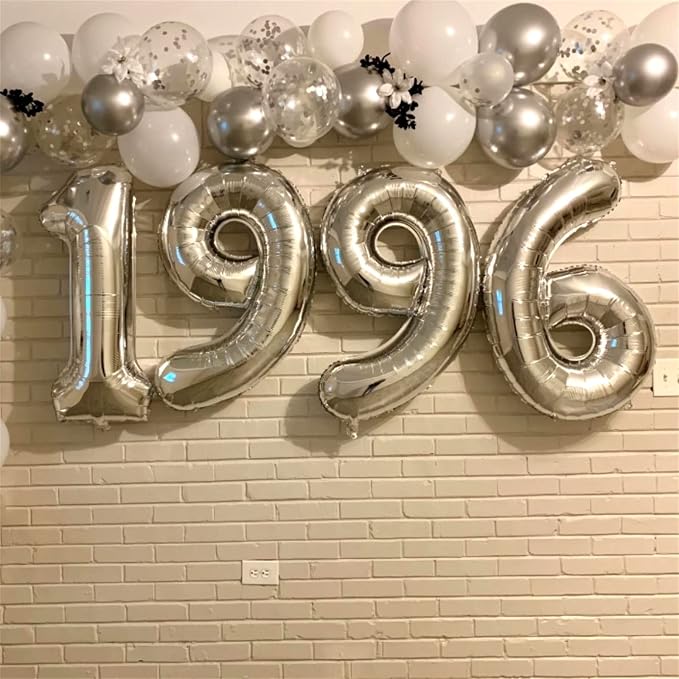 40'' Silver Number 9 Balloons for Women Men, Giant Self Inflating Foil Number - Image 4