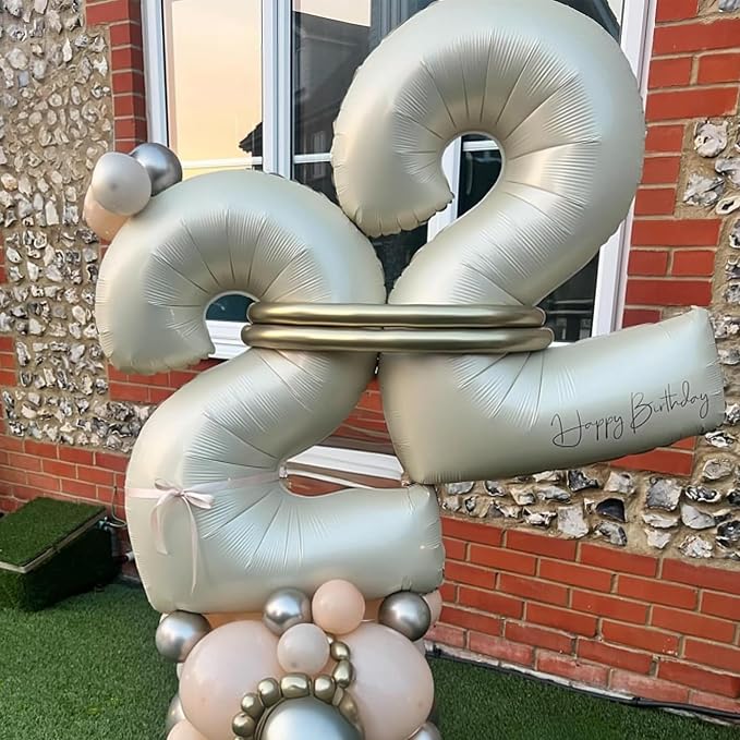 40 Inch Balloon Number 2 Beige, Large Foil Cream Number Balloons Set 0-9 - Image 6