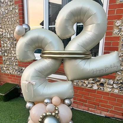 40 Inch Balloon Number 2 Beige, Large Foil Cream Number Balloons Set 0-9 - Image 6