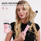 Rotating Curling Iron 3 in 1 Set, Automatic Curling Wand with 3 Interchangeable Ceramic Barrels(0.75" - 1.25"), Instant Heating Hair Culer with 5 Adjustable Temp, Include Heat Resistant Glove & Clips