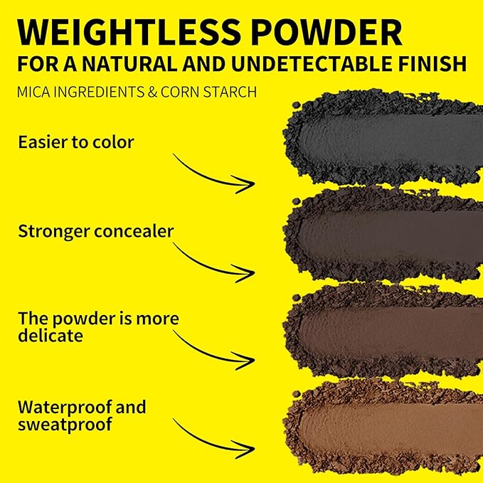 SEVICH Root Touch Up Hair Color Powder with Mirror & Brush – Instant Gray Hair Cover Up, Waterproof Sweatproof Formula, Natural Finish for Hairline & Bald Spot, 48H Long Lasting, Med Brown