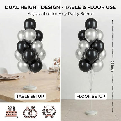 Black Silver Balloon Stand Kit for Floor or Table, Party Decor - Image 4