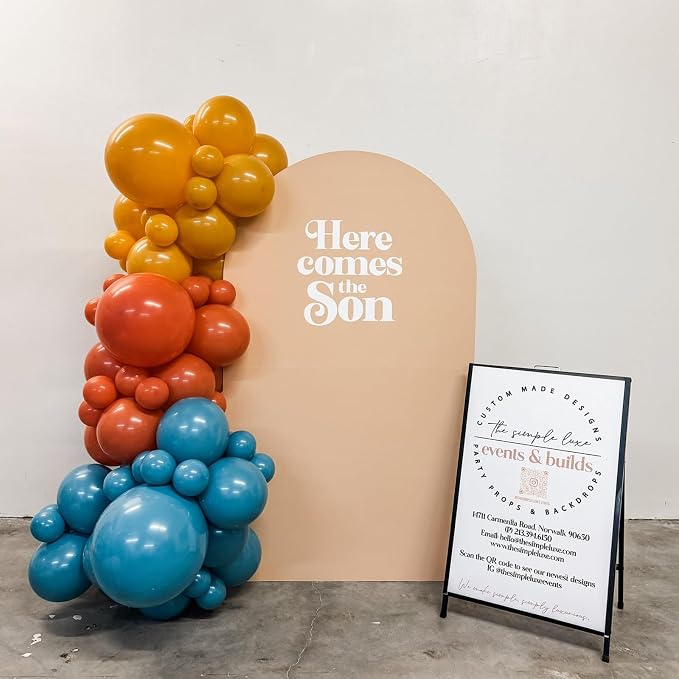 Retro Blue Yellow Orange Balloons, 12 Inch here come balloon Blue and Orange - Image 5