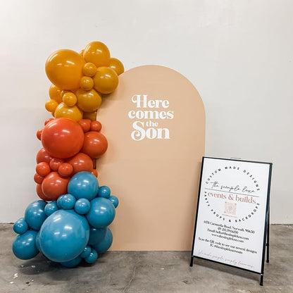 Retro Blue Yellow Orange Balloons, 12 Inch here come balloon Blue and Orange - Image 5