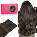 WENNALIFE Clip in Hair Extensions Real Human Hair, 22 Inch 120g 7pcs Human Hair Extensions Clip In Human Hair, Cool Dark Brown Clip In Real Hair Coloured Remy Human