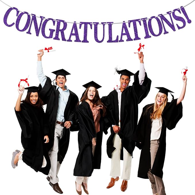 Purple Glitter Congratulations Banner, Congrats Grad/Class of 2026/So Proud of - Image 5