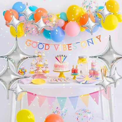 TONIFUL 30 Pcs Four Pointed Star Balloon 26In & 10In Silver Foil Balloon | - Image 5