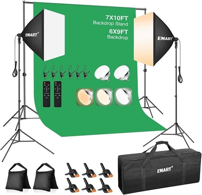 EMART Photography Lighting Kit, 7 x 10 FT Backdrop Stand by EMART