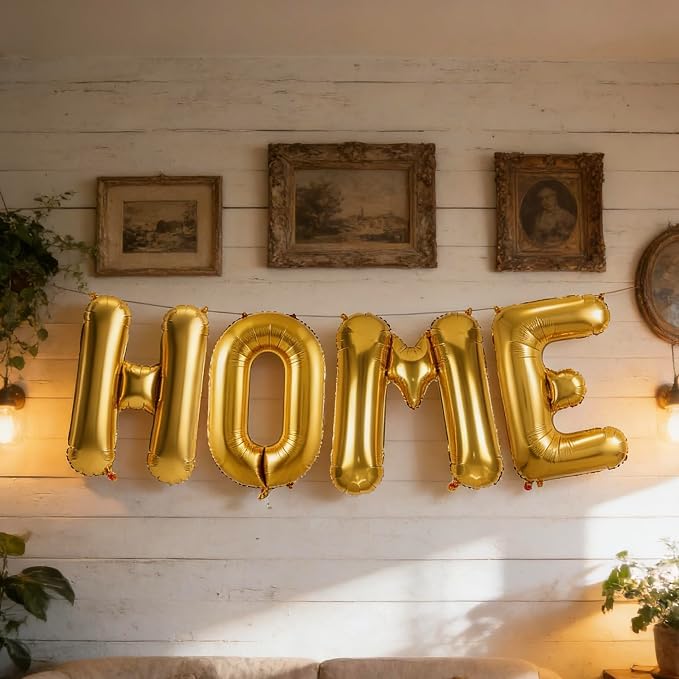 40 Inch Gold HOME Balloon Letters, HOME Letter Balloon - Image 5