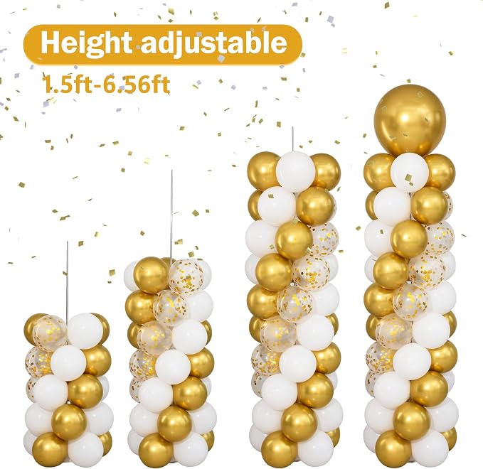White and Gold Balloon Column Stand Kit Set of 2 - Image 6