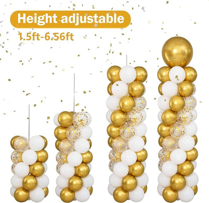 White and Gold Balloon Column Stand Kit Set of 2 - Image 6