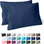 Bare Home Microfiber Pillow Cases - Standard/Queen Size Set of 2 - Cooling Pillowcases - Double Brushed - Dark Blue Pillowcases 2 Pack - Easy Care (Standard Pillowcase Set of 2, Dark Blue)